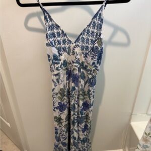 Floral Blue and White Jumpsuit